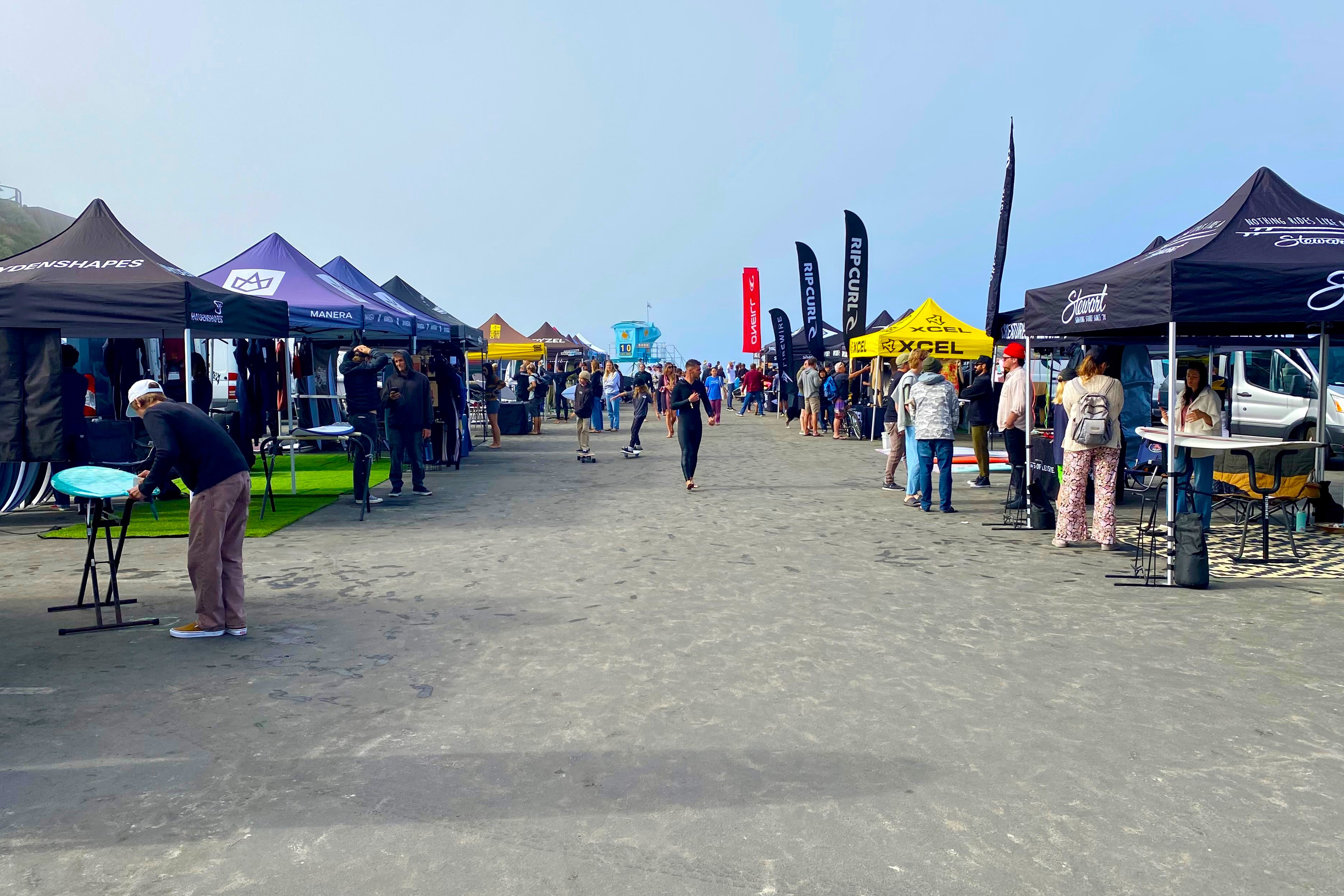 Cardiff State Beach set up for a surf event